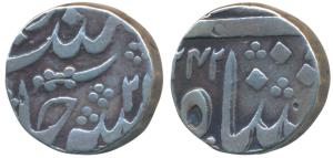 Sikandar Jah, Silver Rupee, 11g, Hyderabad Mint, in the name of Muhammad Akbar II, sword o