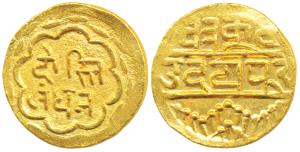 Swarupshahi Series, Gold Mohur, 10.86g, Udaipur Mint, obv. Devanagari legend ’Dosti Landha