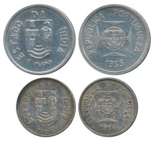 Silver Rupia and ½ Rupia, 1935 and 1936 (KM 23, 22). Uncirculated. (2)