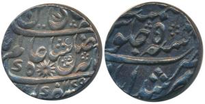 Murshidabad Mint, Silver Rupee, 11.61g, in the name of Shah Alam II, AH 1179/5, radiant su