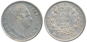 William IV, Silver Rupee, 1835, Calcutta Mint, F raised. About Extremely Fine, Rare.