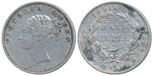 Victoria Queen, Silver ½ Rupee, 1840, continuous legend, Calcutta Mint, Transitional Mule,
