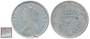 Victoria Queen, Silver Rupee, 1862, Calcutta Mint, JCL inscribed in triangular form on the