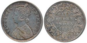 Victoria Empress, Silver ½ Rupee, 1885, Bombay Mint, A / II / B raised (Prid 294). Nice to