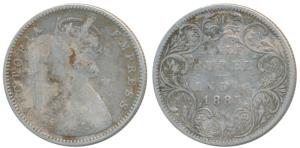Victoria Empress, Silver ½ Rupee, 1885, Bombay Mint, A / II / B raised, Mule, reverse II d