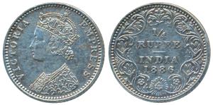 Victoria Empress, Silver ¼ Rupee, 1886, Bombay Mint, C / II / No mm, Unlisted in Pridmore.