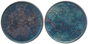 Victoria Empress, Silver ½ Rupee, 1894, Bombay Mint, A / I / B incuse (Prid 304). Nice dar