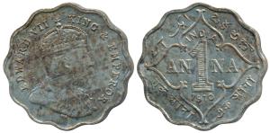 Edward VII, Cupro-Nickel Anna, 1910, Bombay Mint, B incuse (Prid 929). Extremely Fine.