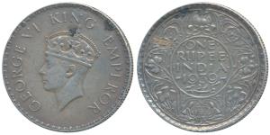 George VI, Silver Rupee, 1939, Bombay Mint (KM 555). Very Fine+, Very Rare.