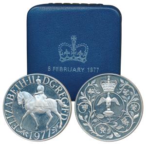 Great Britain, Elizabeth II, Silver Crown, 28.76g, Silver Jubilee of the reign of the mona