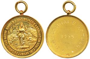 The Native Share & Stock Brokers Association, Gold Medal, 16.74g, obv. Laxmiji standing on