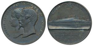 France, Universal Exposition Paris 1855, Bronze Medal, 54.5g, obv. conjoined bust of Napol