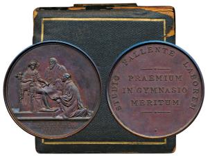 Gymnastics Award Medal, Silver 70g, obv. a group of men, rev. with Studio Fallente Laborem