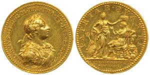 George III Coronation, Gold Medal, 22.71g, 1761, obv. Laureate and armored bust of the rul