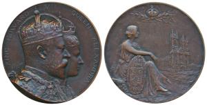 Edward VII Coronation Medal, Copper, 111.63g, obv. conjoined bust of Edward VII and Queen 