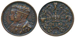 Delhi Durbar 1911, Bronze Medal, obv. conjoined busts of George V and Mary, rev. date 1911