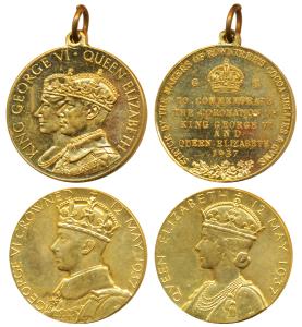 George VI Coronation Medal (2), Gold Gilt Silver Medal, 16.55g, 12th May 1937, obv. crowne