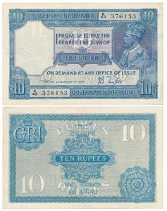 George V, Rupees 10, 2nd issue, 1926, signed J. B. Taylor, (J&R 3.7.2). Extremely Fine, Ra