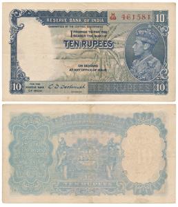 George VI, Rupees 10, 1st issue, 1944, signed C.D. Deshmukh, (J&R 4.5.2). Very Fine+.