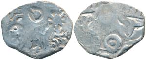 Archaic Punch Marked Coinage, Kosala Janapada (c. 500 BC), Silver Vimshatika, 2.47g, obv. 