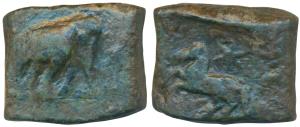 Post-Mauryan, Taxila (local coinage), ’Punch-mark’ type, Copper Karshapana, 11.05g, obv. h