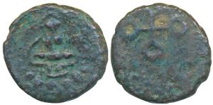 Ujjaini, Copper Unit, 3.46g, obv. goddess Lakshmi seated on a lotus with right hand on leg
