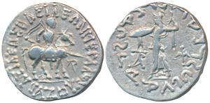 Indo-Scythians, Azes I, Silver Tetradrachm, 8.97g, Hazara Mint, obv. king mounted on a hor