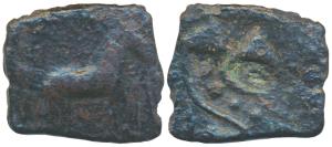 Tamil Nadu, Sangam period, ’Malayaman’ chiefs (c. 1st century BC), Copper un-inscribed Uni
