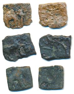 Sangam Age, Pandya, Chola and Malayaman, Copper Unit (3), obv. elephant, lion and ancillar