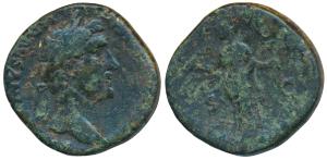 Roman, Antoninus Pius (138-161 AD), Copper Sestertius, 22.89g, obv. bust of king facing, r