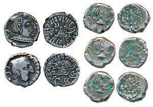 Western Kshatrapas, Silver Drachma (2), Rudrasena and Damasena, obv. bust of king to right