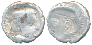 Western Kshatrapas, Kardamaka Family, Silver Drachma, 1.63g, Error, Brockage, nice deep an