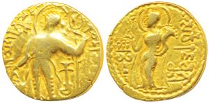 Guptas, Samudragupta, (circa 335-380 AD), Gold Dinar, 7.64g, Kacha type, obv. king nimbate