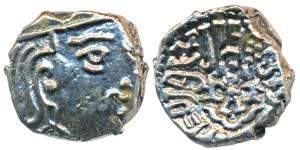 Guptas, Kumaragupta (c. 414-455 AD), Silver Drachma, 2.15g, obv.bust of the king to right,