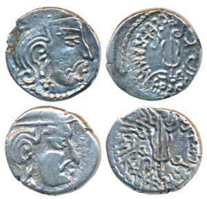 Maitrakas of Vallabhi, Sharva Bhattaraka (c. 500-600 AD), Silver Drachma, 1.87g and 1.68g,
