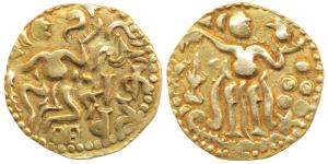 Ceylon, Shri Lankan Kings, Gold Kahavanu, 4.27g, Anonymous, Chola type, obv.king seated ri