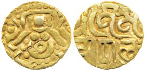 Contemporaries to Yadavas of Tribhuvanagiri, Mahipala (c. 1100 AD), Base Gold Dinara, 3.98