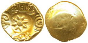 Yadavas of Devagiri, Ramadeva (c. 1270-1311 AD), Gold Gadyana / Padma Tanka, 3.77g, Punch-