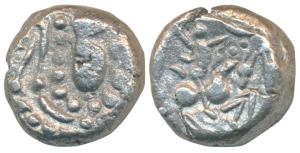Paramaras of Malwa (c. 1200 AD), Gadhiyya Derivative coinage, Billon Dramma, 4.23g, obv. c
