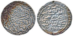 Sikandar bin Ilyas, Silver Tanka, 11.0g, Firuzabad Mint, Yamin khalifat Allah Nasir amir a