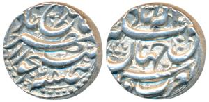 Akbar, Silver Rupee, 11.39g, Allahabad Mint, rebellion issue of Jahangir, mint name at top