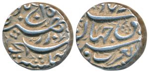 Akbar, Silver Rupee, 11.38g, Allahabad Mint, rebellion issue of Jahangir, mint name at top