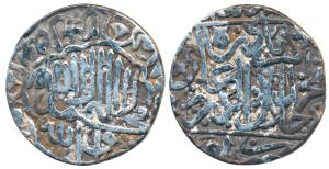 Akbar, Silver Rupee, 11.12g, Awadh Mint, Kalima type, Kalima in a multi-foil on obverse an