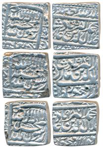 Akbar, Silver Square Rupee (3), Dar us- Sultanate Fathpur Mint, three different dates AH 9