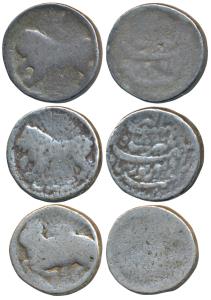 Jahangir, Silver Zodiac Rupee (3), Ahmedabad Mint, Leo sign (2) and Aeris sign (KM 150.11)