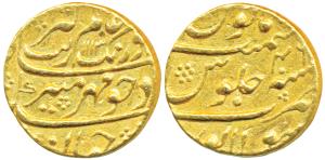 Aurangzeb, Gold Mohur, 10.91g, Sholapur Mint, AH 1113/46, near complete mint name at botto