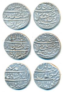 Muhammad Shah, Silver Rupee (3), Gwalior Mint, AH 1132/2 (KM 436.25); Dar-ul-Khilafat Shah