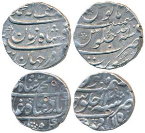 Muhammad Shah, Silver Rupee (2), 11.45g, Surat Mint, Ba Luft Allah Badshah-i-Zaman couplet