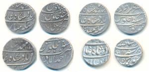 Muhammad Shah, Silver Rupees (4), Bareli Mint, AH 113X/Ahd, complete mint name at bottom o