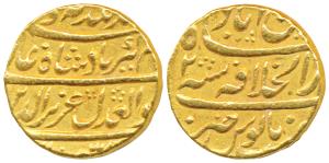 Alamgir II, Gold Mohur, 10.84g, Dar-ul-Khilafat Shahjahanabad Mint, with the title Abu Al 
